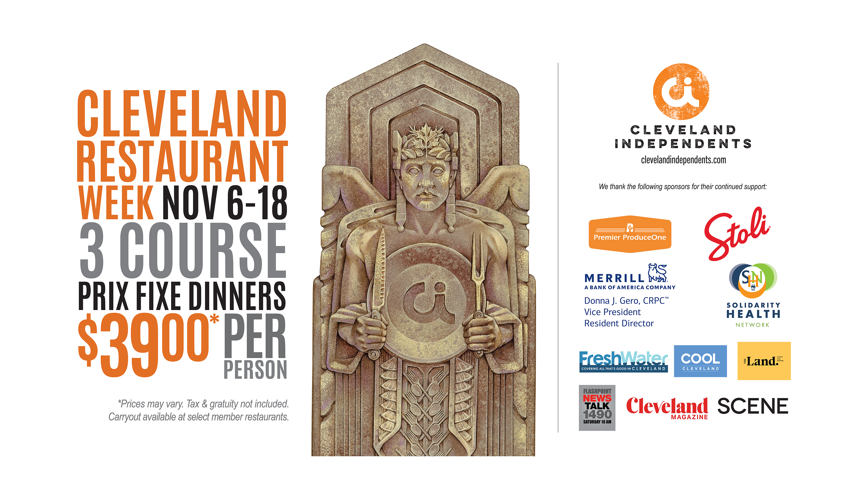 Cleveland Independents Restaurant Week is November 6-18. Join us for three course prix fixe dinners for $39.