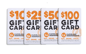 Cleveland Independents Giftcards, Collection of four cards, with the values of 10,25,50 and 100 dollars